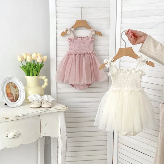 Baby Girl Summer Tutu Romper Dress with Bowknot Infant Princess Mesh Bodysuit for Birthday Party 0-24M Baby Girl Summer Dress